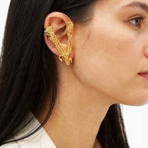 Versace Gold Clip-On Hoop Earrings with Cartilage Support in Gold Color